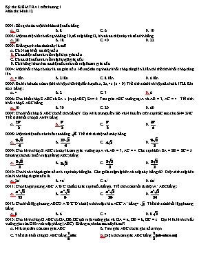 Kiểm tra 1 tiết chương 1 môn thi Hình 12